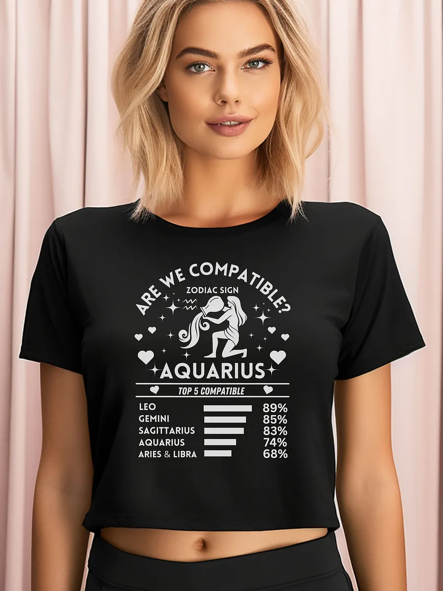 Aquarius Zodiac Sign Romantic Compatibility - AS Colour Women's Premium Crop Top product image (1)