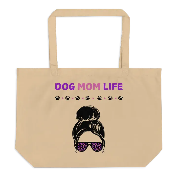 Dog Mom Life - Cool Lady in Cheetah Sunglasses Comfort Colors E-Counscious Large Organic Tote product image (1)