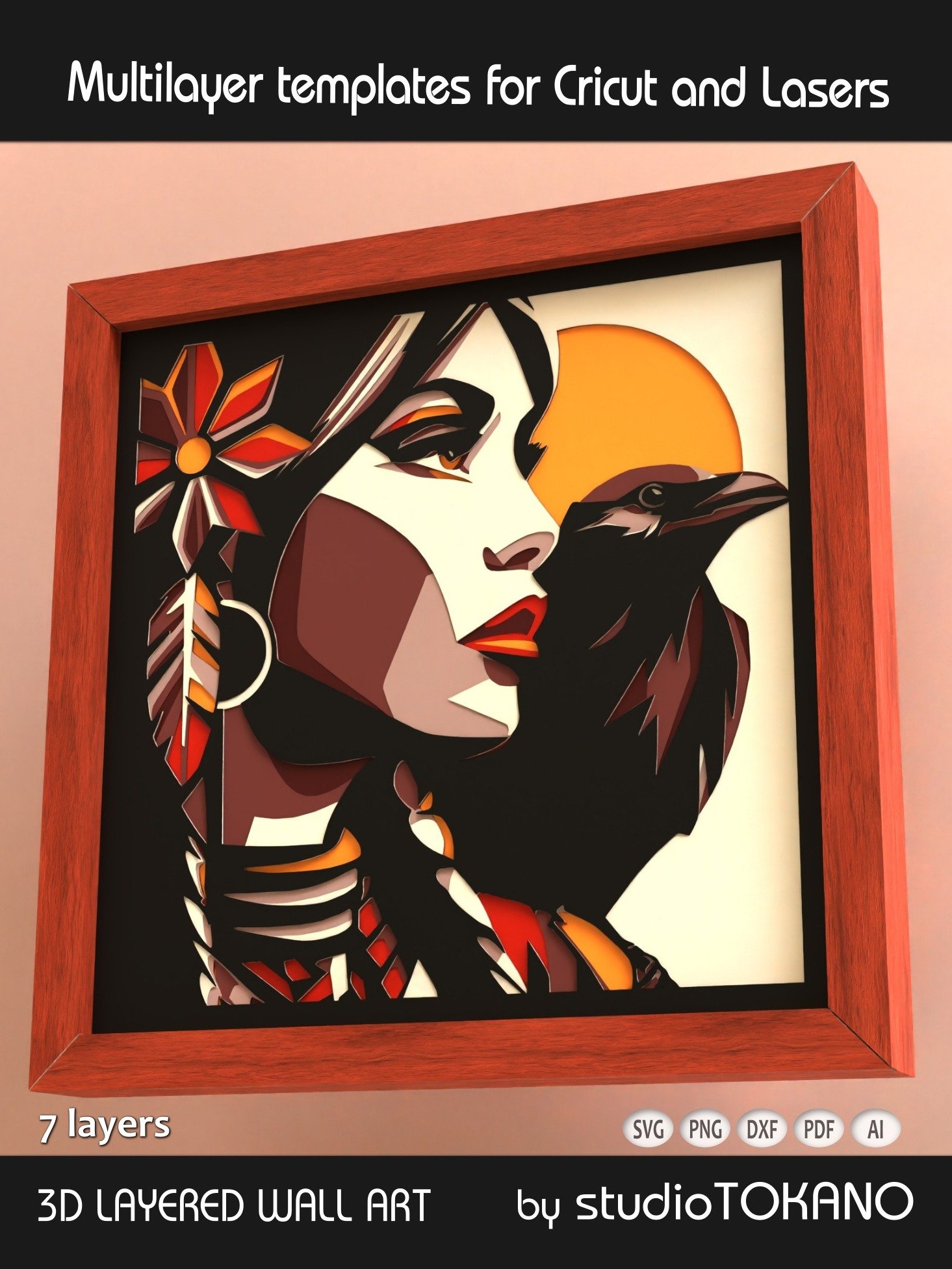Raven Girl 3D layered svg for Cricut product image (6)