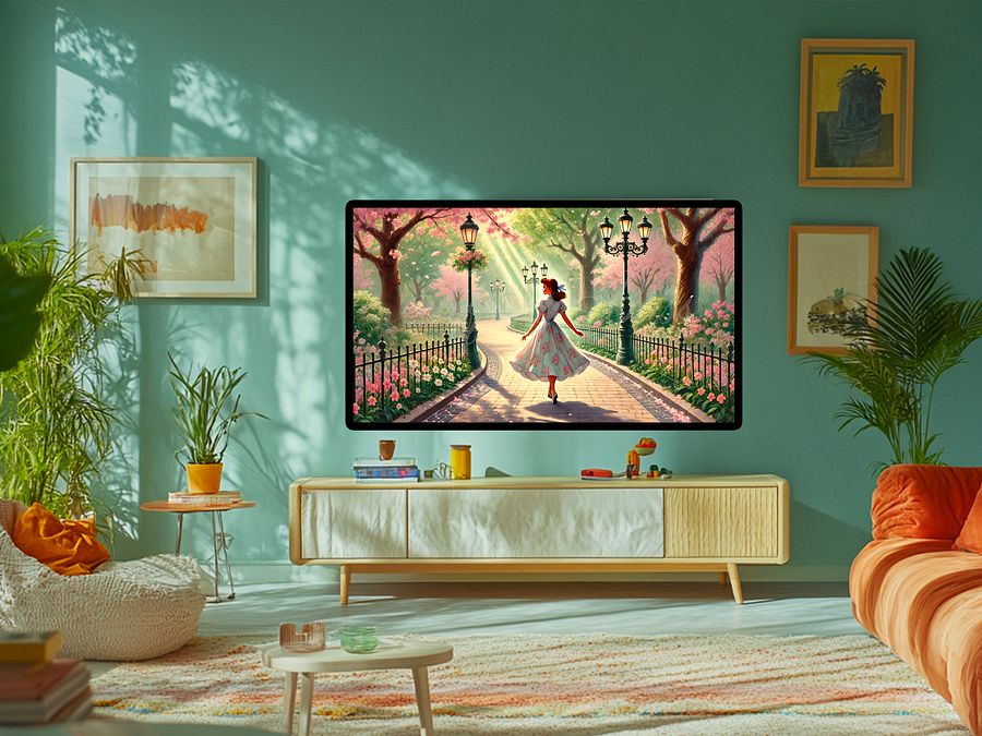 Spring Samsung Frame TV Art, Walk in the Park Painting, Cherry Blossoms, Retro, Vintage Style, Digital Download product image (3)