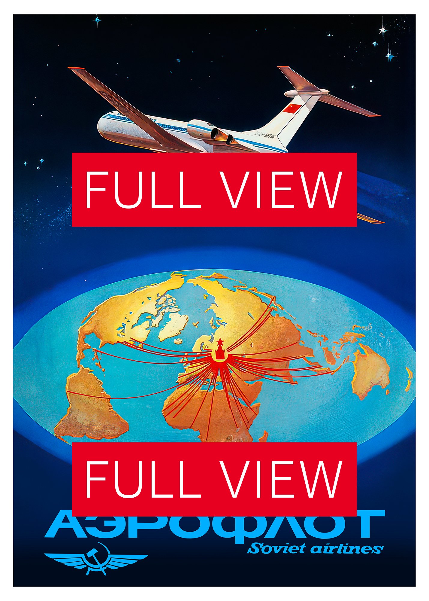 Soviet Aeroflot, USSR airlines 1980s — Soviet retro travel poster product image (3)