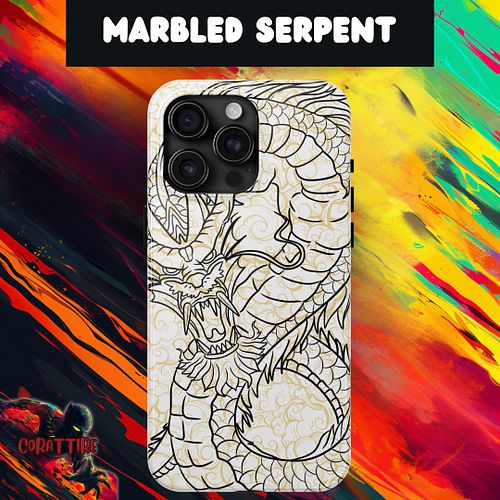 The Marbled Serpent Case: a blend of timeless marble beauty and fierce serpent energy.

⚡ Built-in protection for every adven...