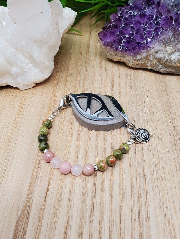 Emotional Balance Bracelet | Unakite, Rose Quartz & Rhodonite | Handmade Accessory for Bellabeat Leaf Urban & Ivy product image (1)