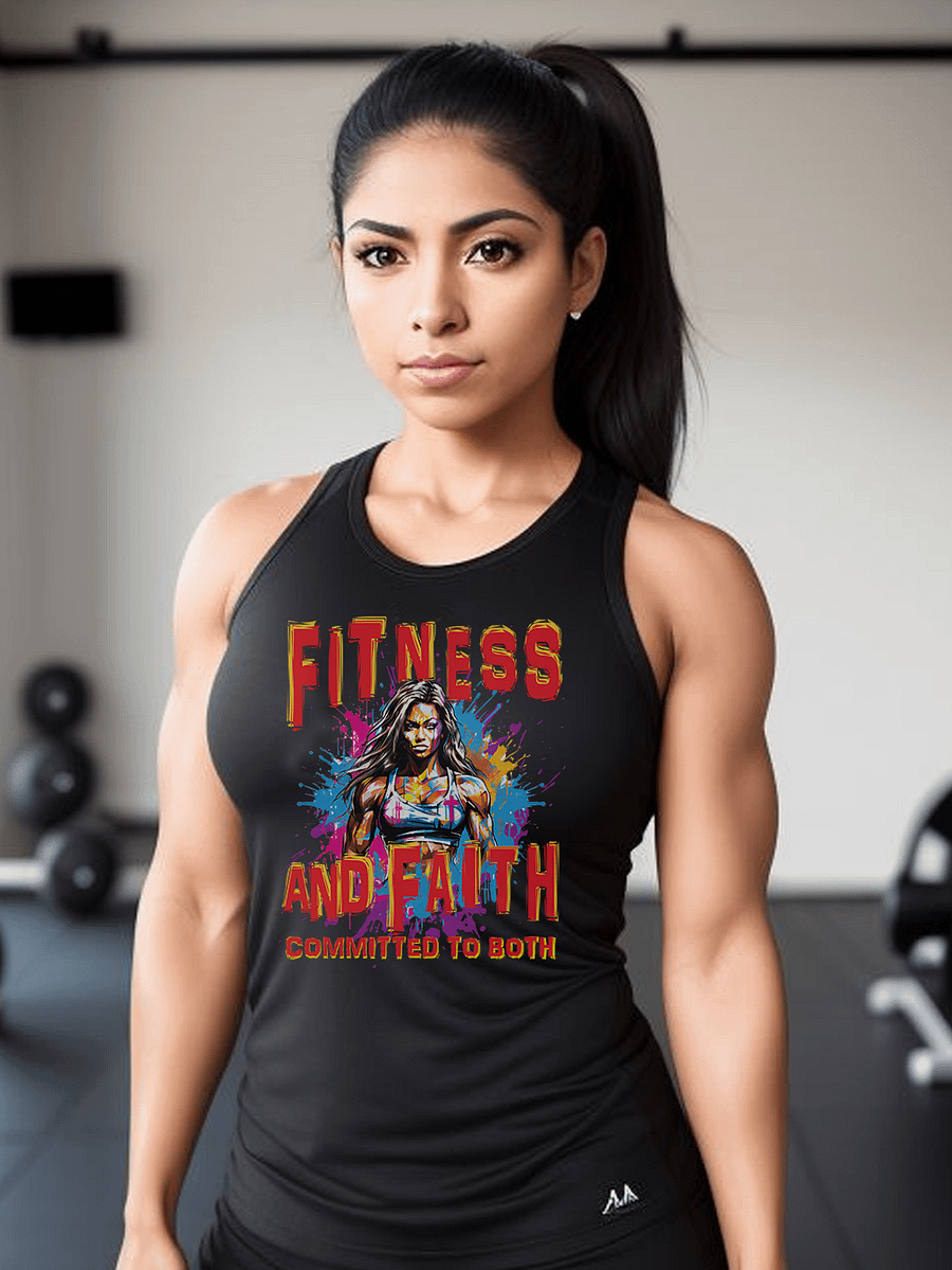 Fitness and Faith Committed To Both Christian Quote Workout Bodybuilding Motivational Tank Top product image (1)