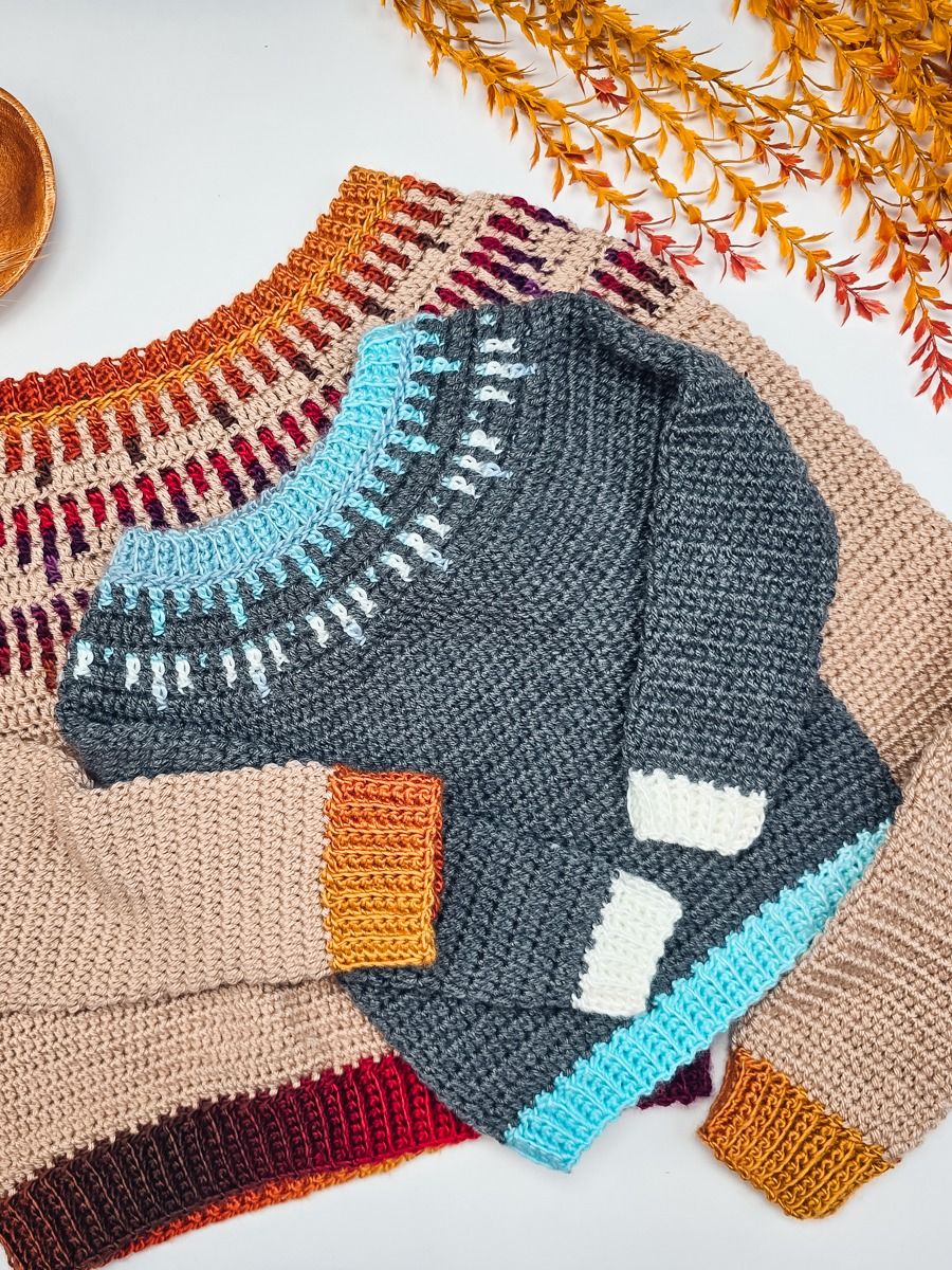 Mosaic Ridge Child Crochet Pullover Pattern product image (6)