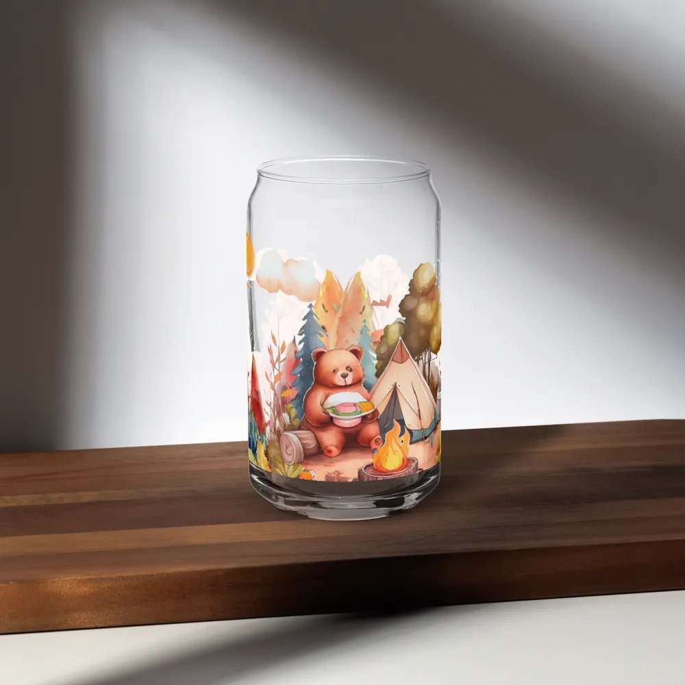 Camping Bear Glass Can | Wilderness Adventure Drinkware product image (5)