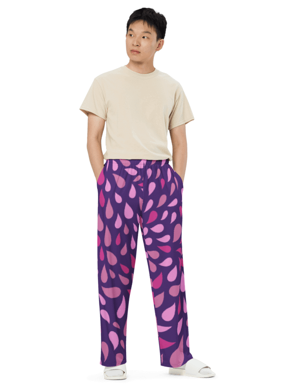 Purple Paisley All-Over Print Unisex Wide-Leg Pants product image (3)