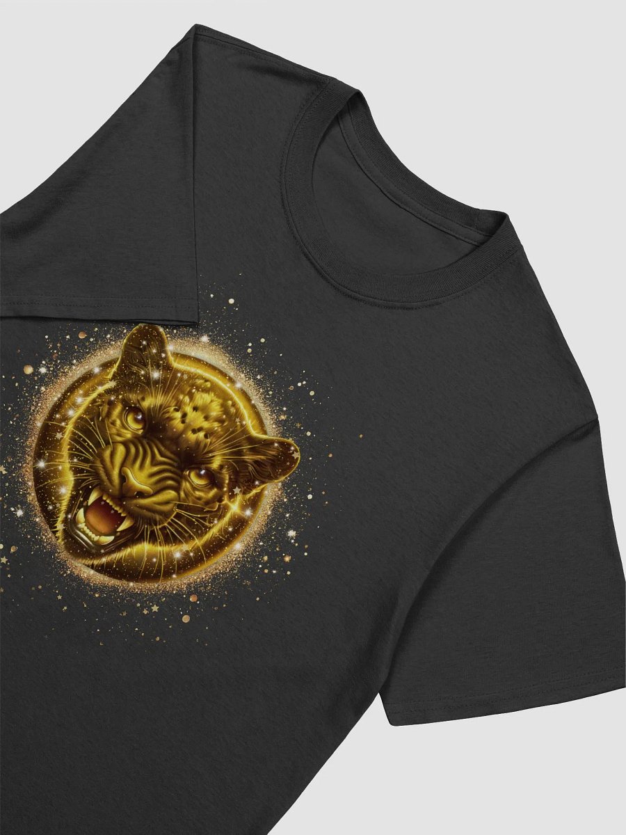 Glitter Gold Black jaguar Badge Design (Unisex Black T-Shirt) product image (3)