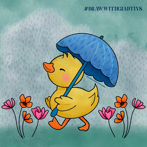 Just a cute little duck out for a rainy walk for #drawwithgiadtiys! 
.
.
.
#illustration #illustrator #originalillustration #...
