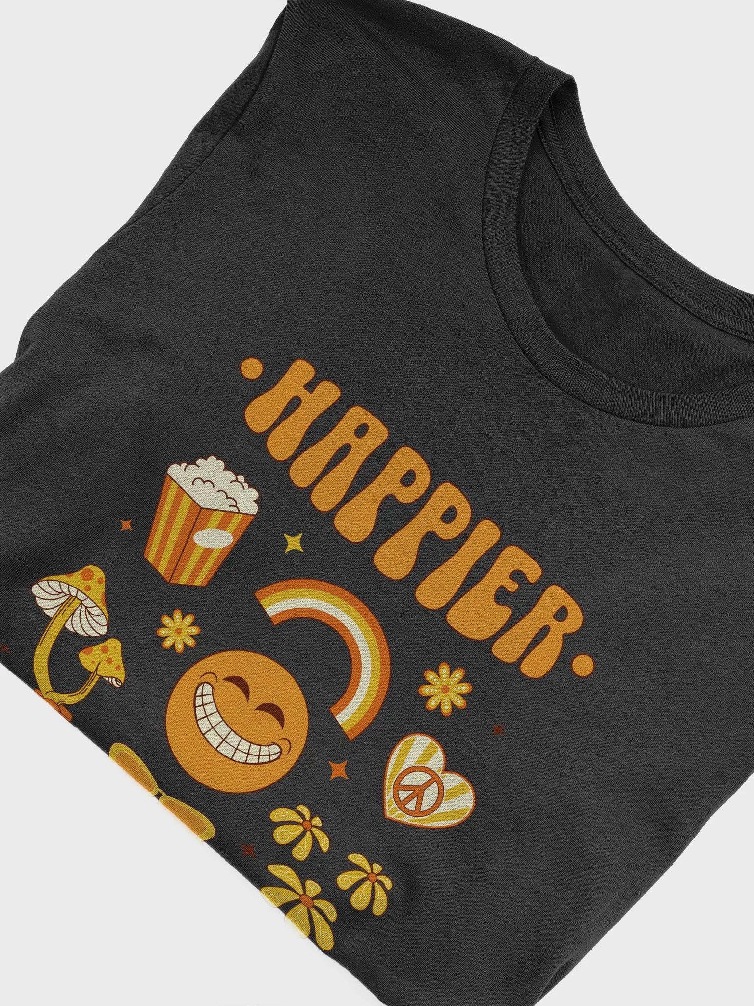 Groovy smiley happier than ever T-shirt cartoon retro Tee product image (45)