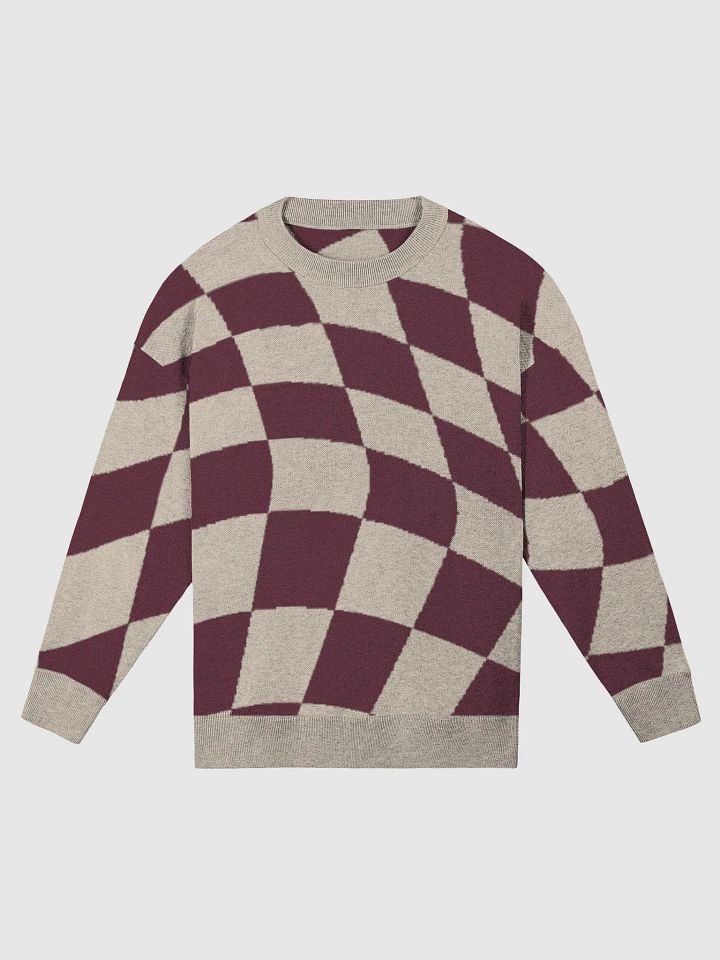 Burgundy Checkerboard Knit Sweater product image (1)