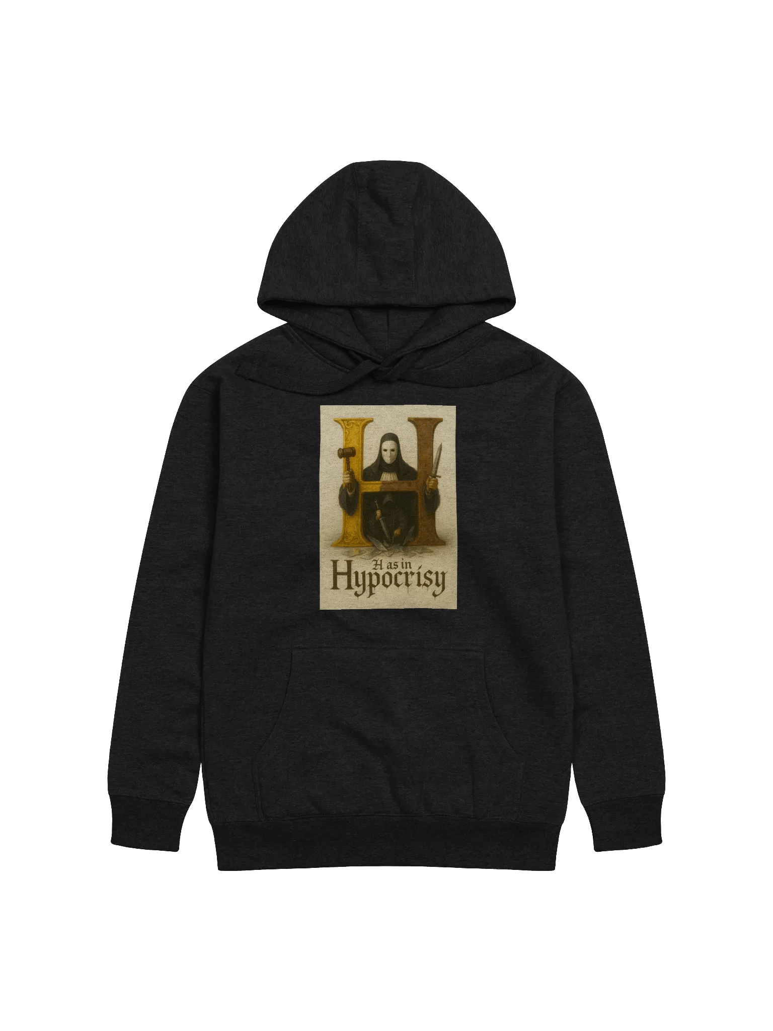 H as in hypocrisy cotton unisex premium hoodie by dark alphabet product image (1)