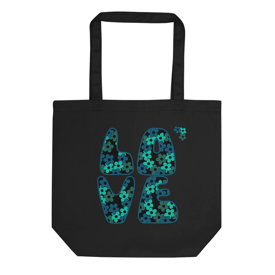 Teal Flower LOVE Text Eco-Friendly Tote Bag product image (3)