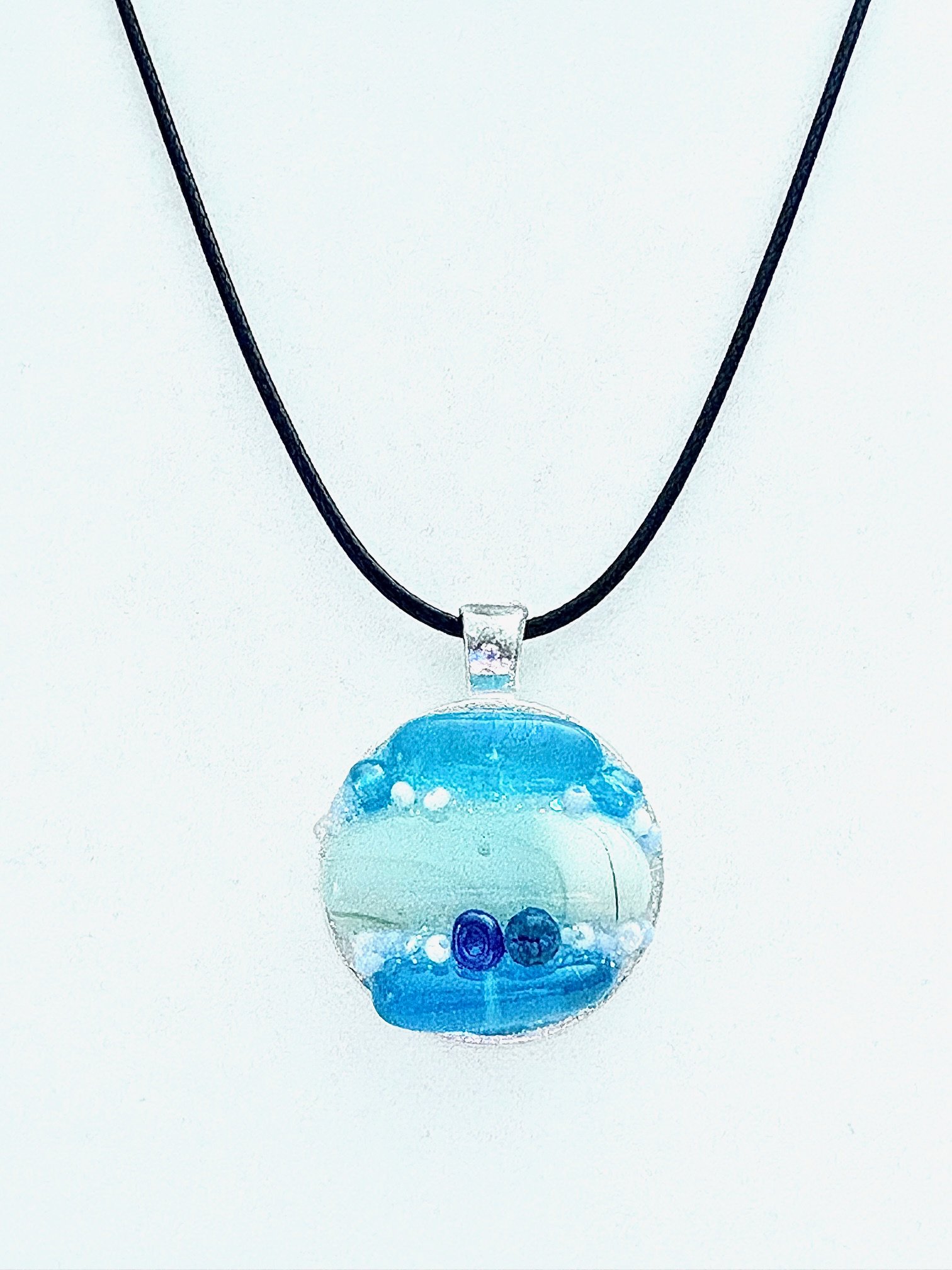 MFD-00205 | Coastal Calm Horizon Pendant Necklace | Handmade Glass Art Jewelry | Monique Faella Designs™ product image (1)