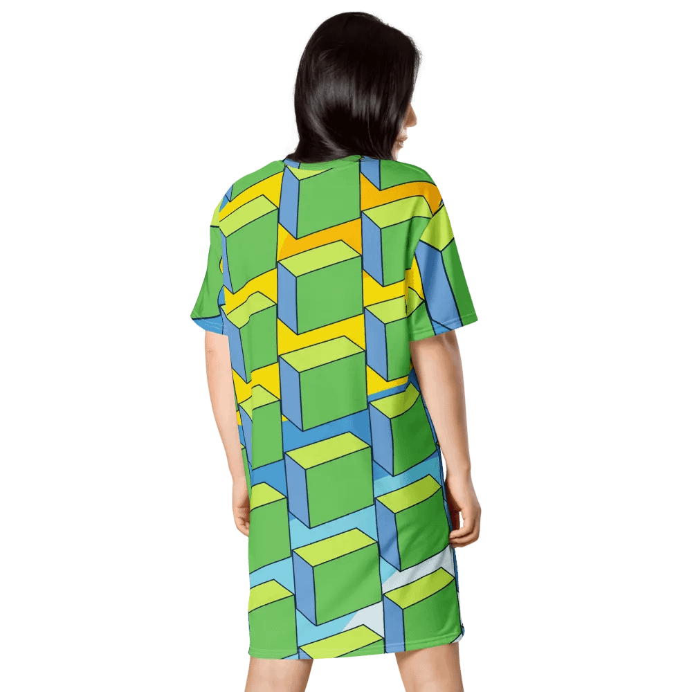 Colorful Large Block All-Over Print T-Shirt Dress product image (6)