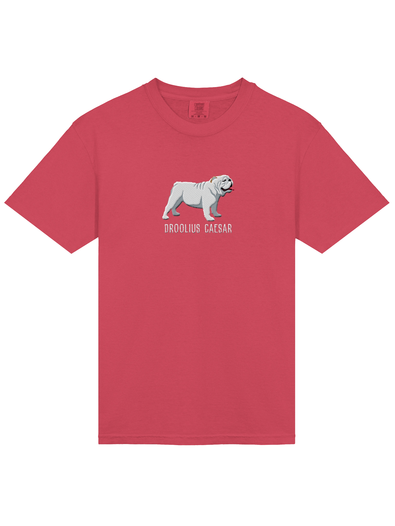 Droolius Caesar T-Shirt(Embroidered) of an English Bulldog(White) product image (43)