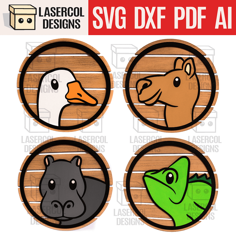 Animals DIY Paint Kit Puzzle Set 4 - Laser Cut Files product image (1)