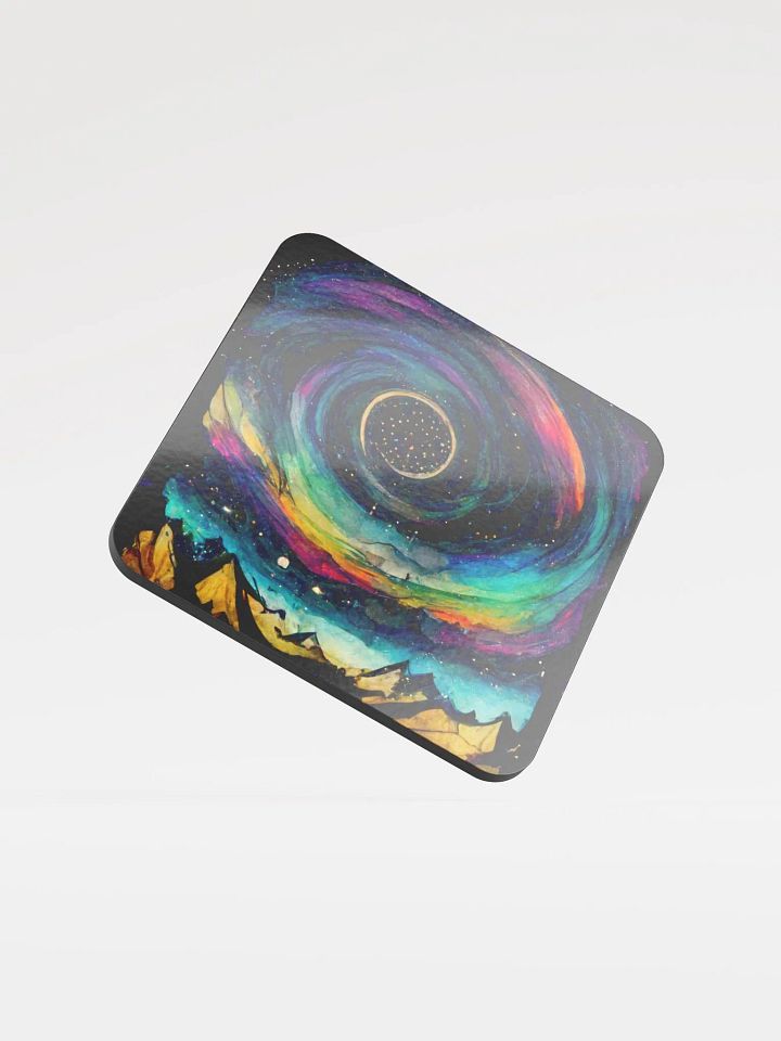Cosmic Mountain Glossed Cork Coaster product image (1)