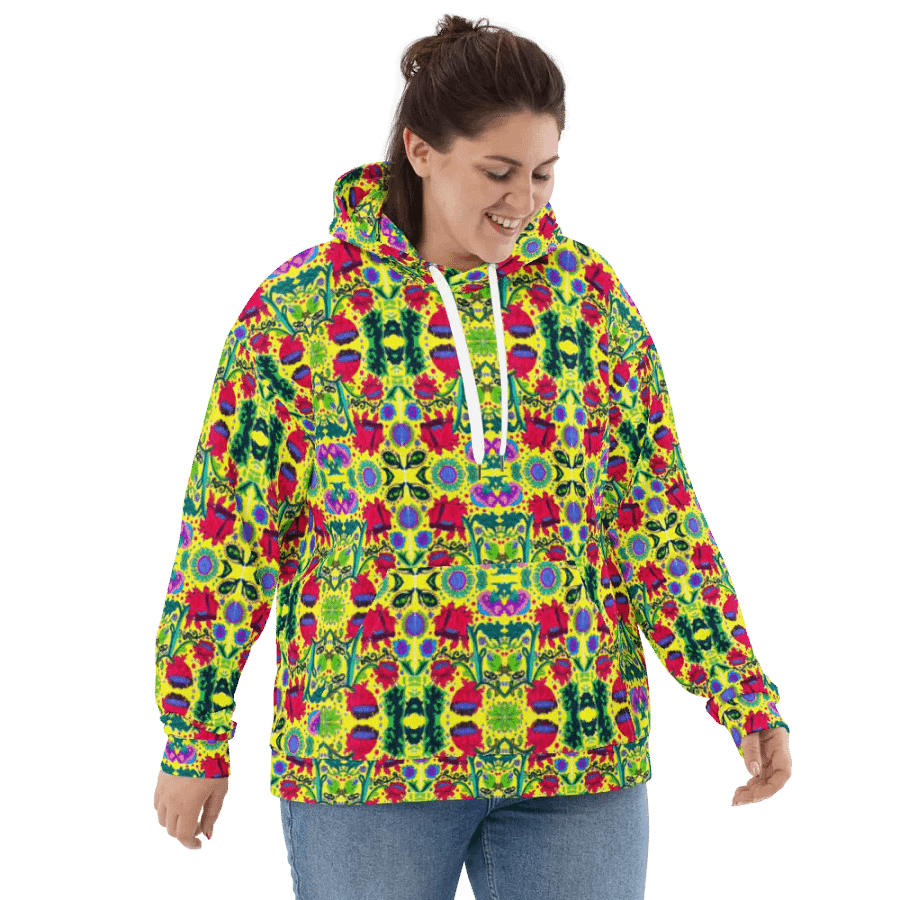 Abstract Poppy Flowers Unisex All Over Print Pull Over Hoodie product image (6)