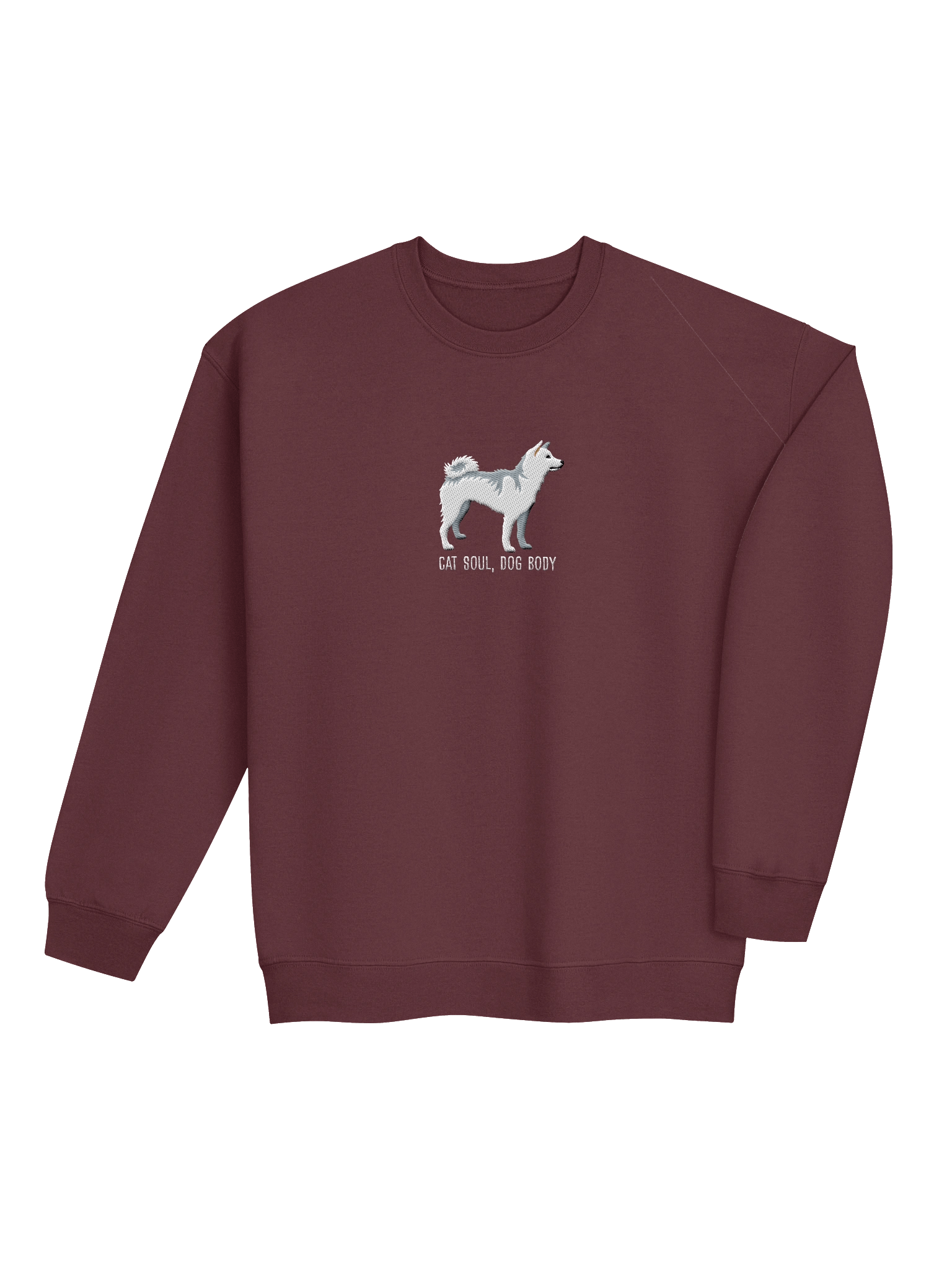 Cat Soul, Dog Body Sweatshirt (Embroidered) of a Japanese Shiba Inu(White) product image (8)