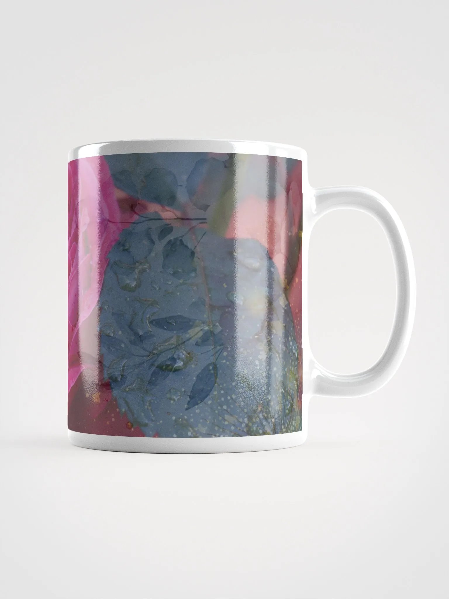 White Glossy Mug: Rose of Heart Raindrops (DA) product image (3)