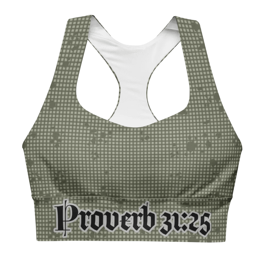 Faithful Camo: Proverb 3:25 Longline Sports Bra - Desert Night Camo product image (1)