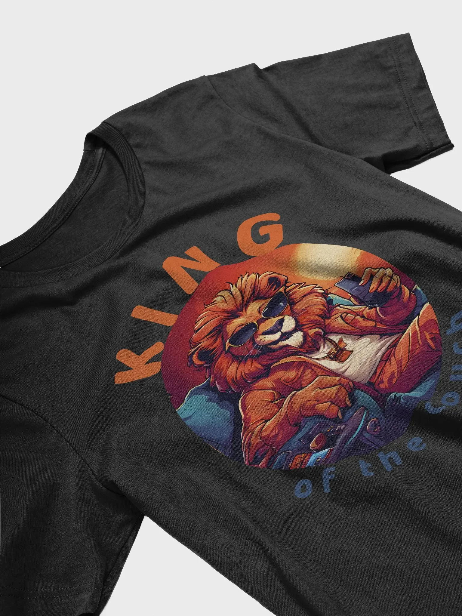 King of the Couch - Funny Stylish Cartoon Lion Bella Canvas 3001 Super Soft T-Shirt product image (4)