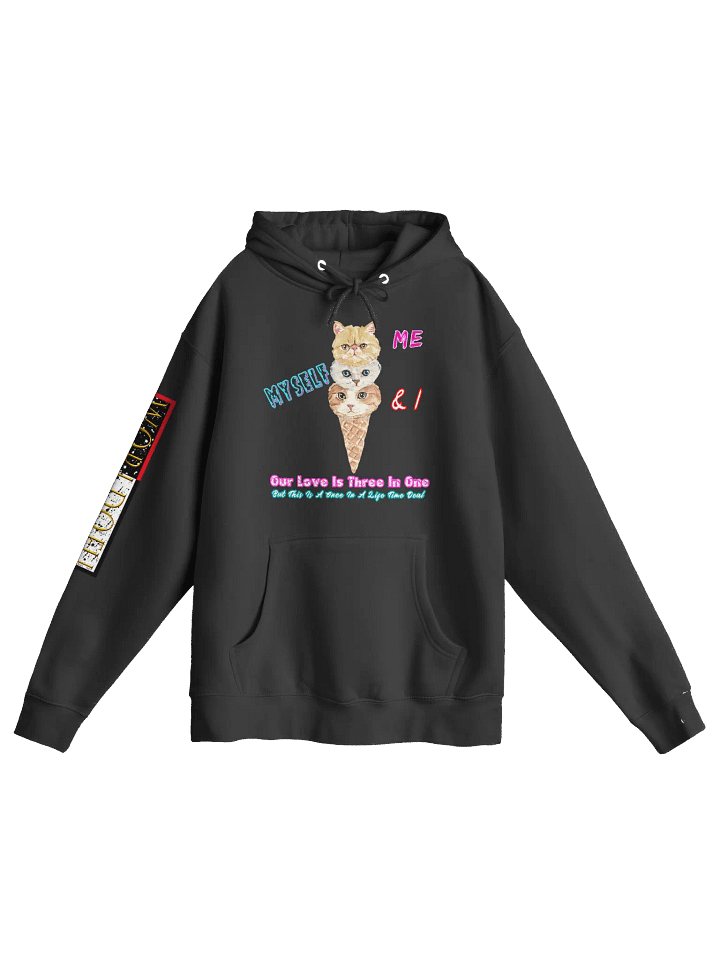Cat Ice Cream Hoodie, Me Myself & I Hoodie, Funny Cat Hoodie, Triple Cat Ice Cream, Cute Kitty Hoodie, Unique Cat Sweatshirt product image (1)