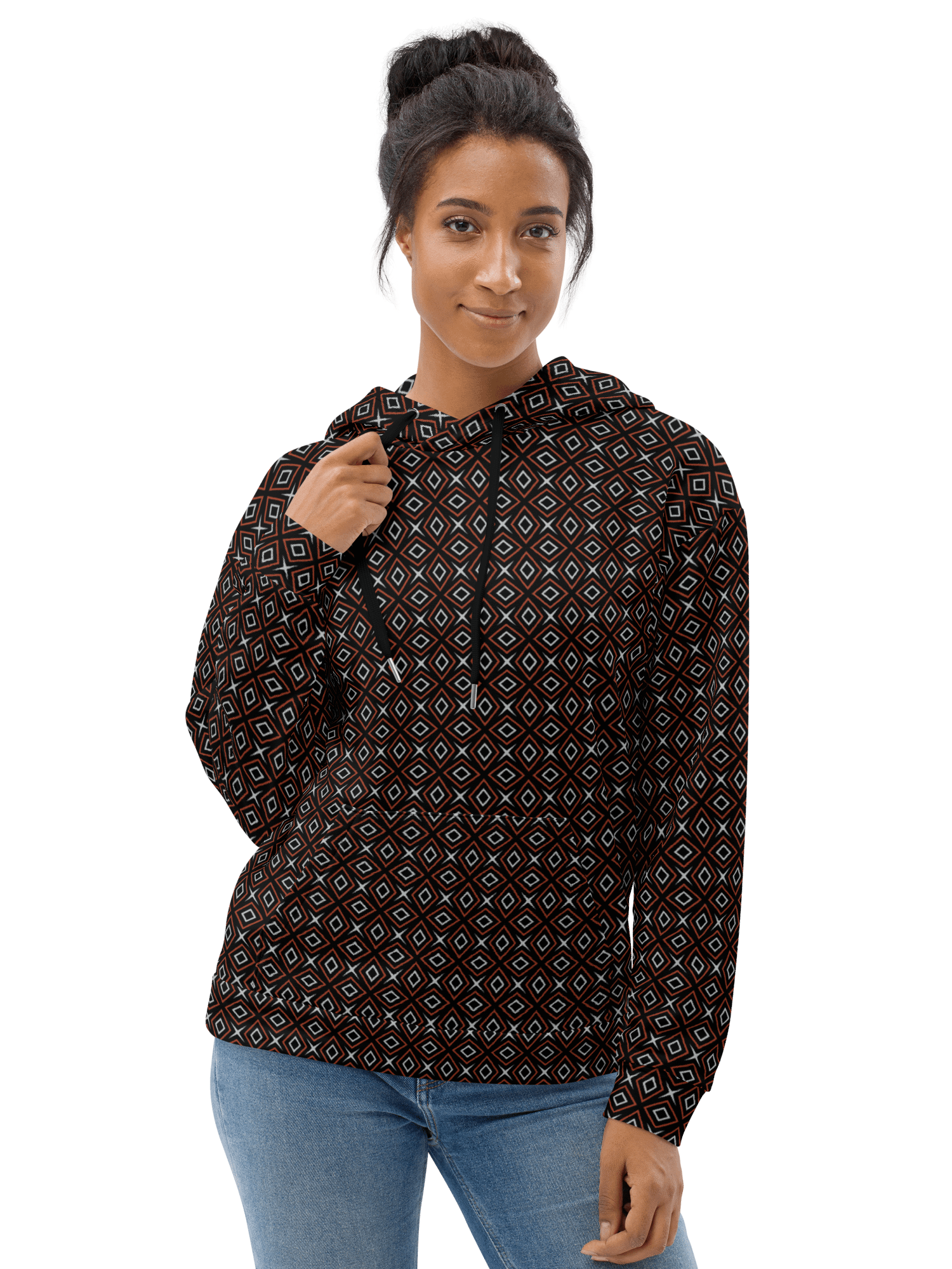 Diamond Dunes Geometric Allover Print Hoodie for Men and Women product image (8)