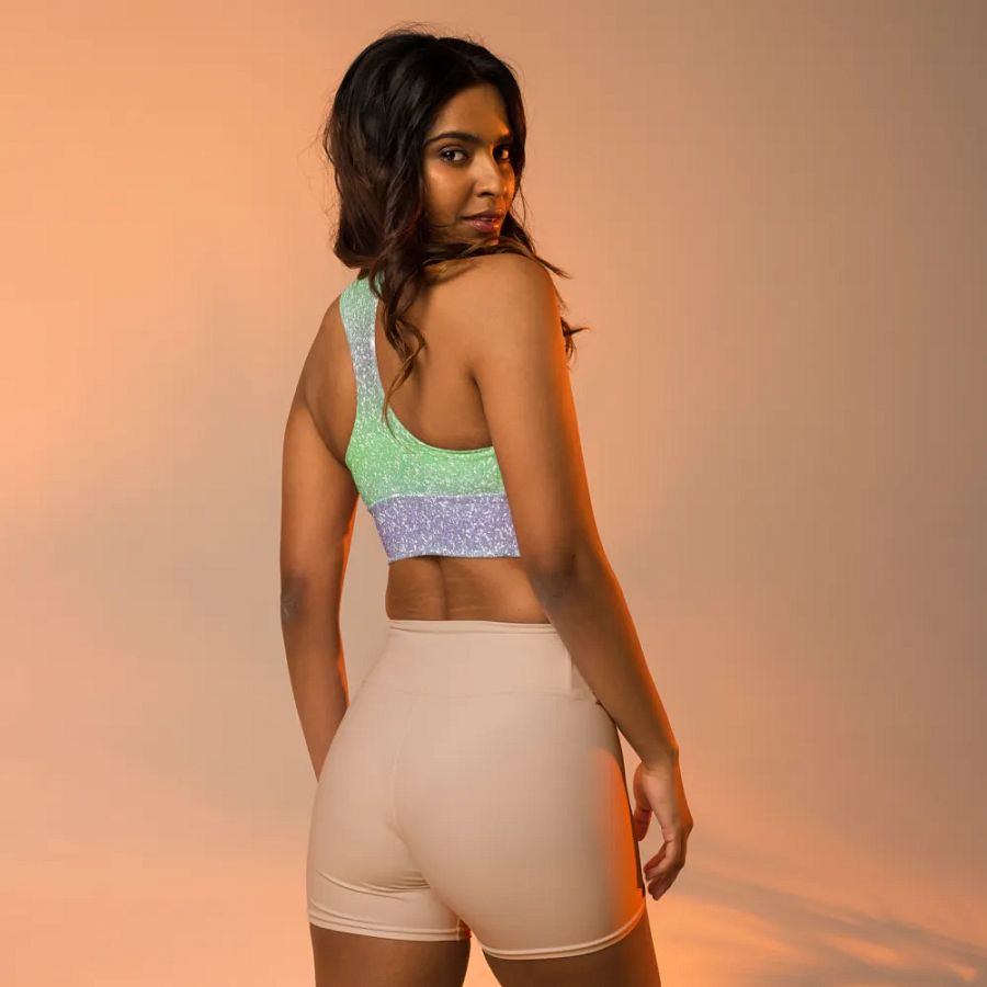Glitter Unicorn Texture Design Longline Sports Bra - 2 product image (10)