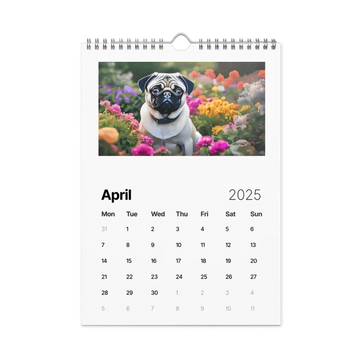 Pug Squad 2025 Customizable Wall Calendar product image (1)