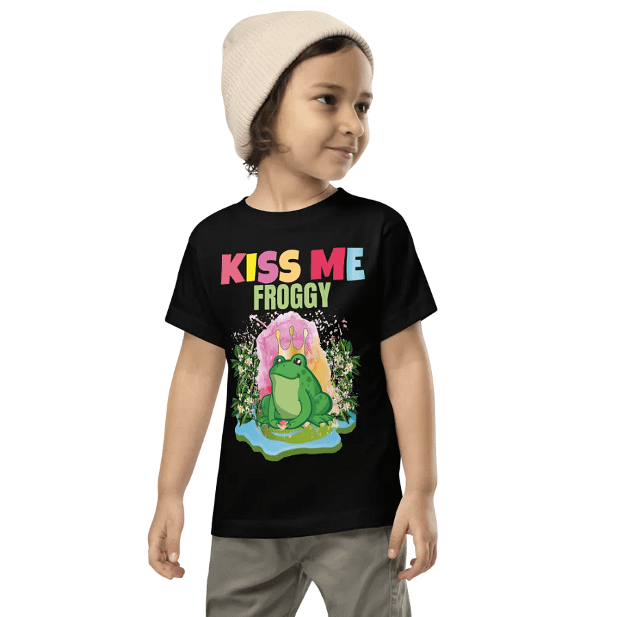 Kiss Me Froggy Colorful Funny Kids T-Shirt – Trendy Bella + Canvas Toddler Gift product image (2)