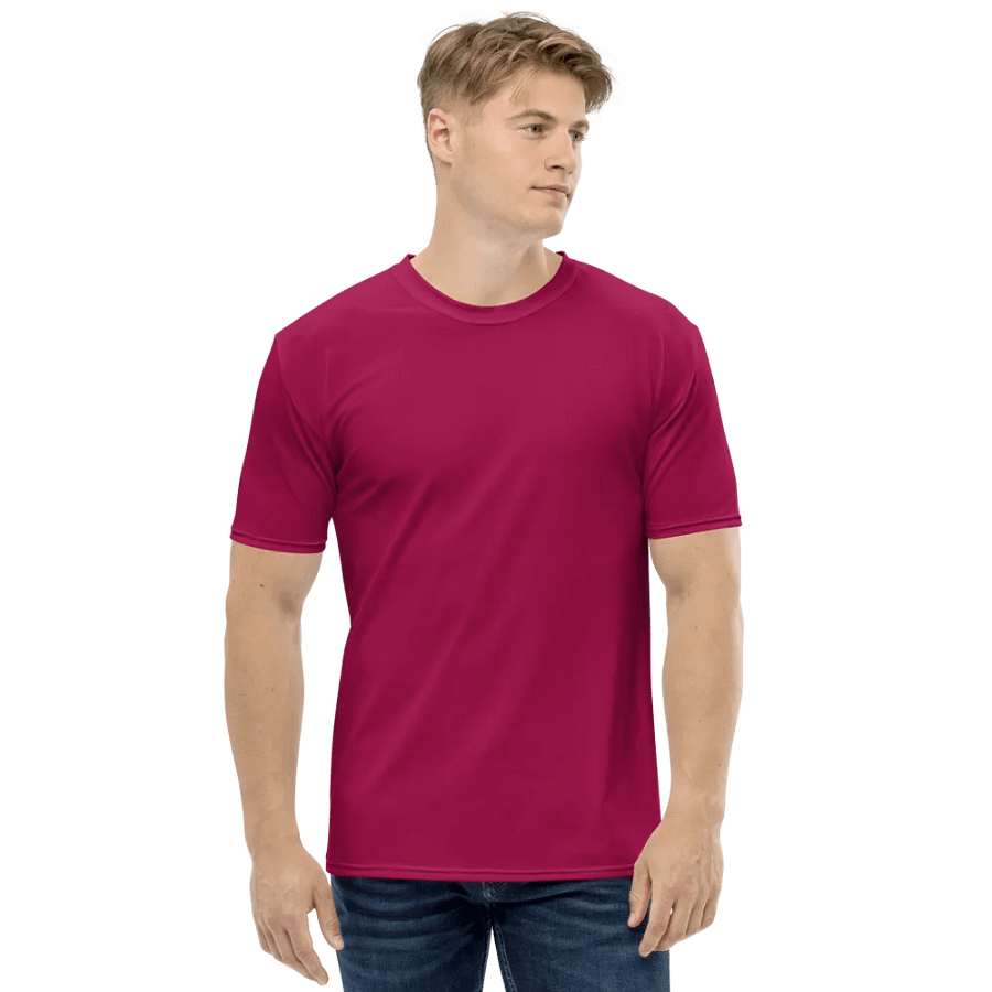 Plain Dark Red Light Summer Men's Crewneck Polyester Heavyweight Premium T-Shirt by Treasure Pie product image (1)
