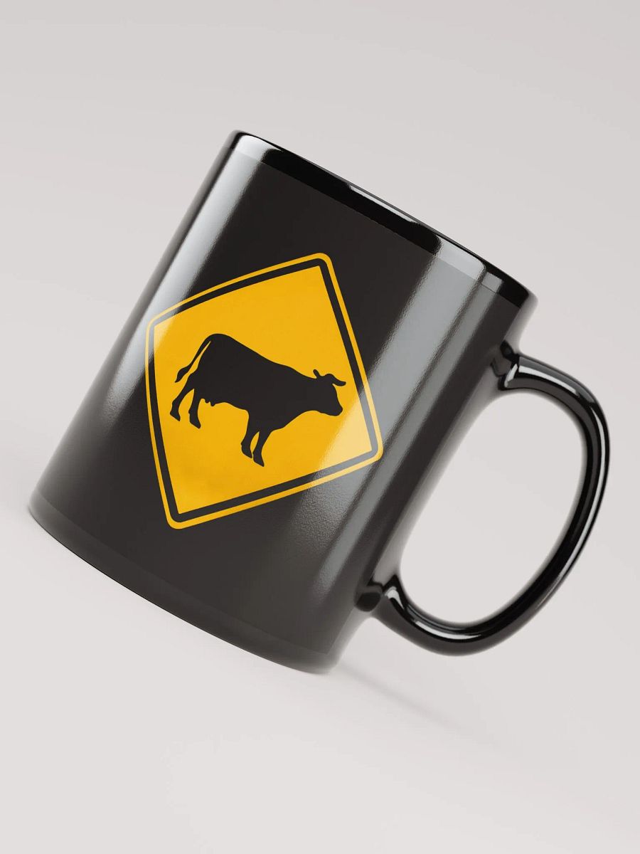 "Cow crossing sign" black glossy mug product image (2)