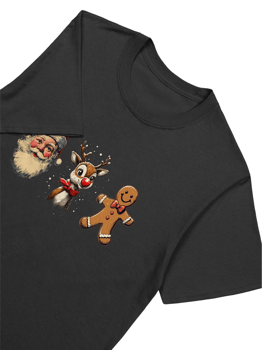 Vintage Santa Gingerbread Man and Red Nosed Reindeer Unisex Christmas T-Shirt product image (15)