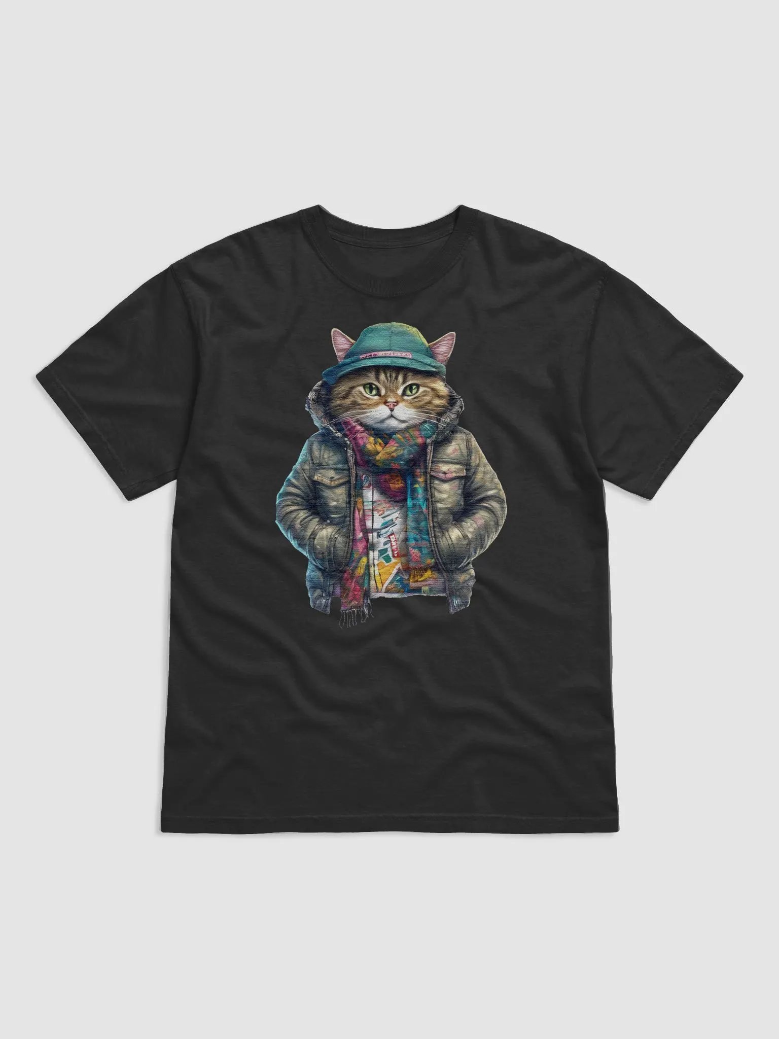 cute street cat wearing a jacket and hat product image (1)