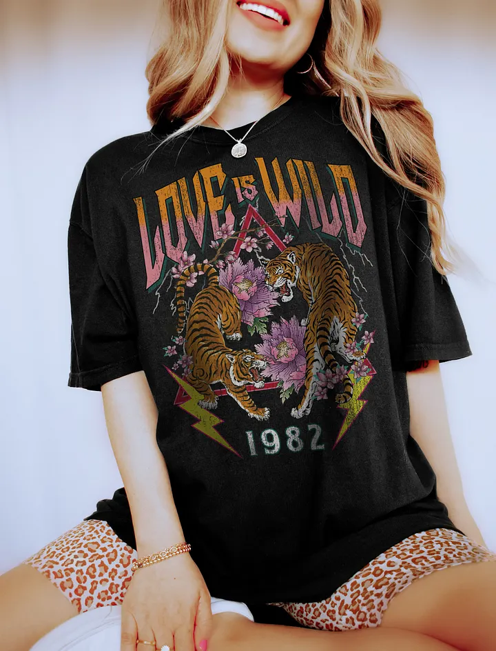 Love is Wild Yin-Yang Tigers Tee | Vintage Rock and Roll Aesthetic Streetwear Design product image (6)