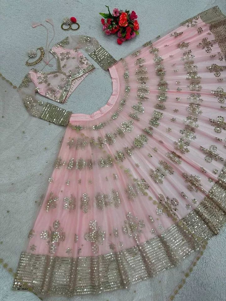 Reception Wear Heavy Butterfly Net Lehenga Choli With Dupatta For Women And Girl product image (2)