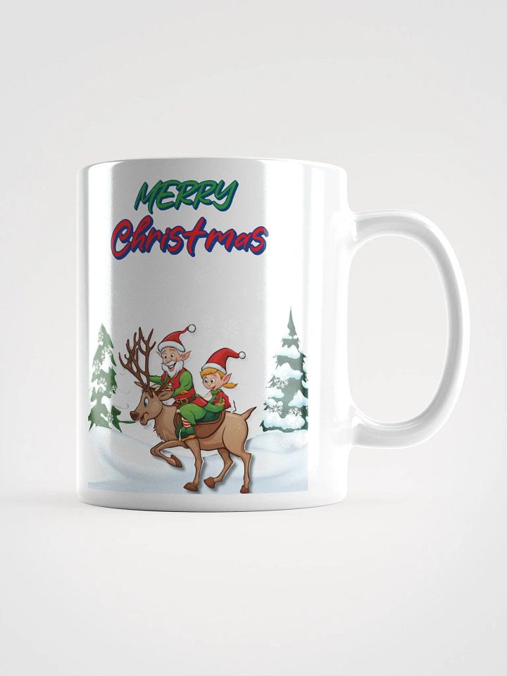 Santa Elves Riding A Reindeer White Mug product image (2)