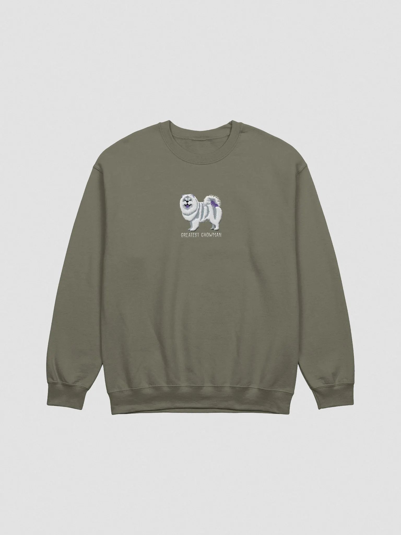 Greatest Chowman Sweatshirt(Embroidered) of a Chow Chow(White) product image (4)