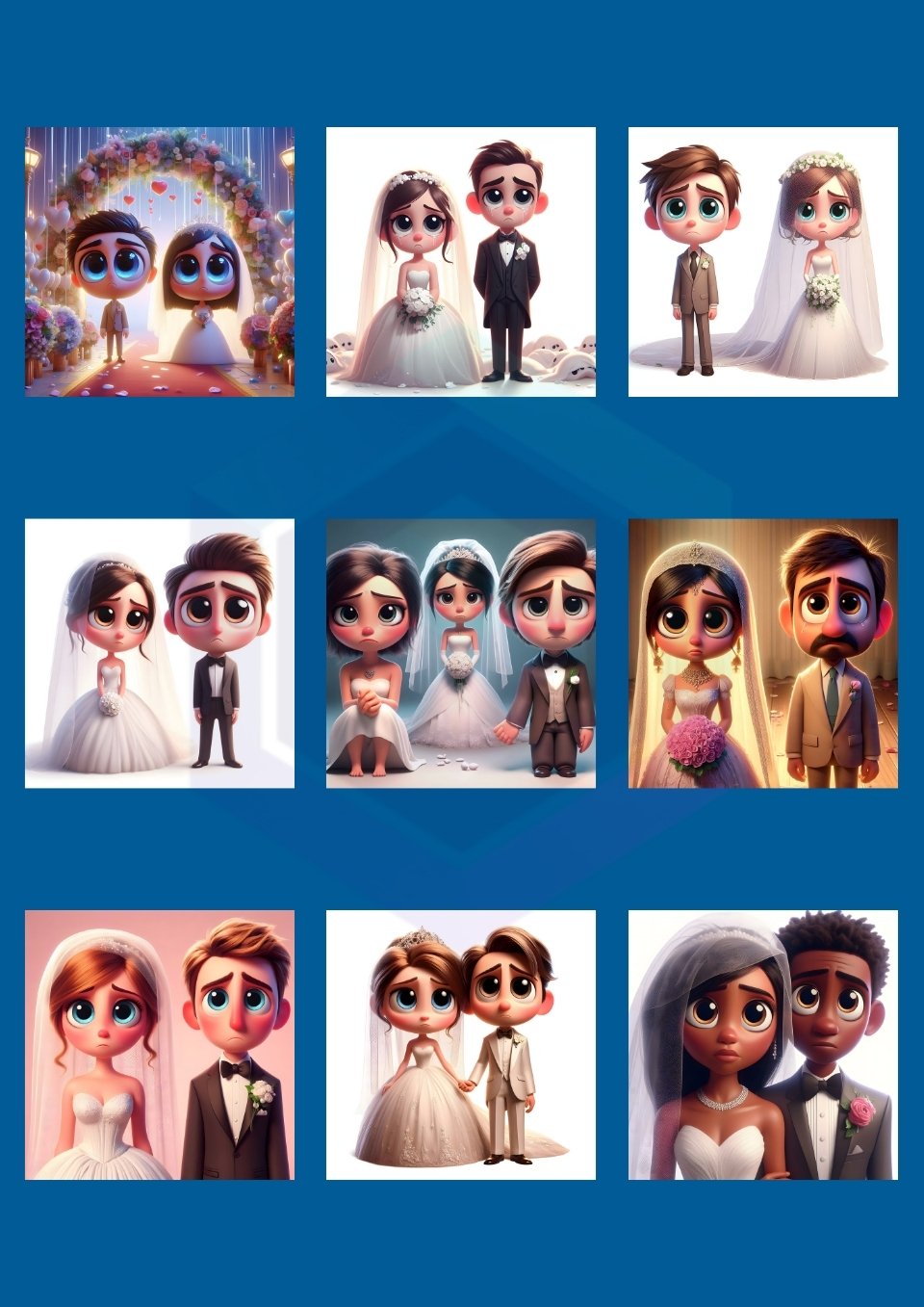 100 PIXAR STYLE SAD WEDDING COUPLE IMAGES BUNDLE product image (2)