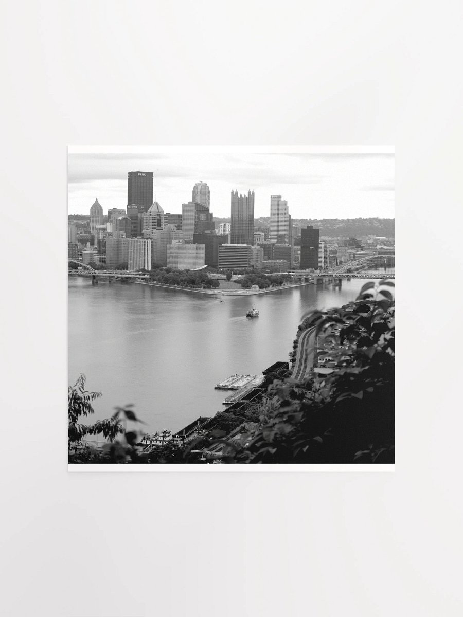 Pittsburgh - Downtown from West End Overlook - Black & White - poster product image (2)