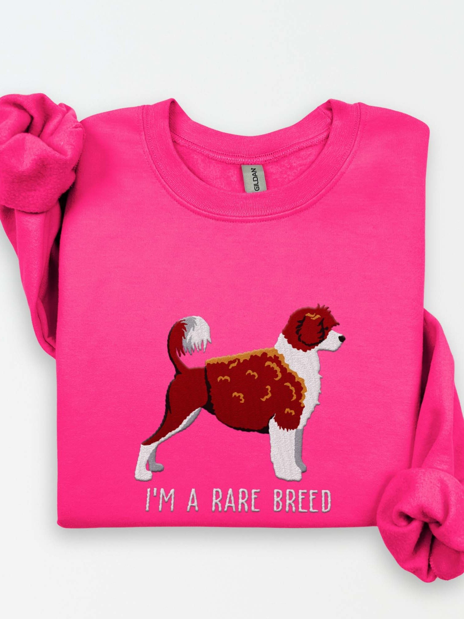 I'm a Rare Breed Sweatshirt (Embroidered) of a Portuguese Water Dog(Chocolate & White) product image (1)