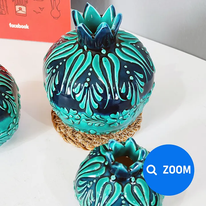 Ceramic pomegranates set (3 items) — handmade pottery, handmade ceramic product image (2)