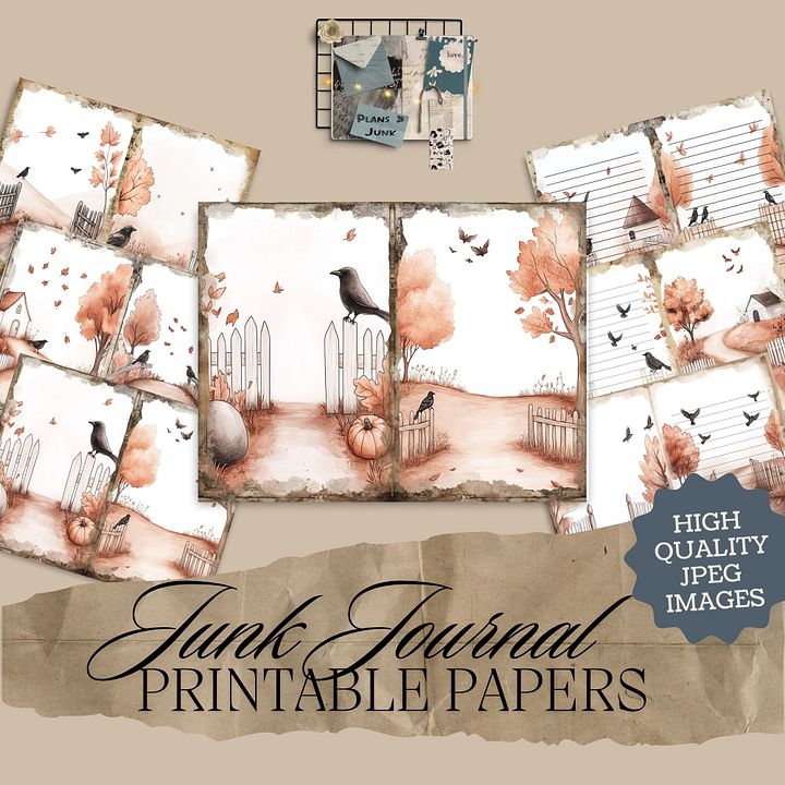 Autumn Crows - Printable Journal Pages V4 product image (1)