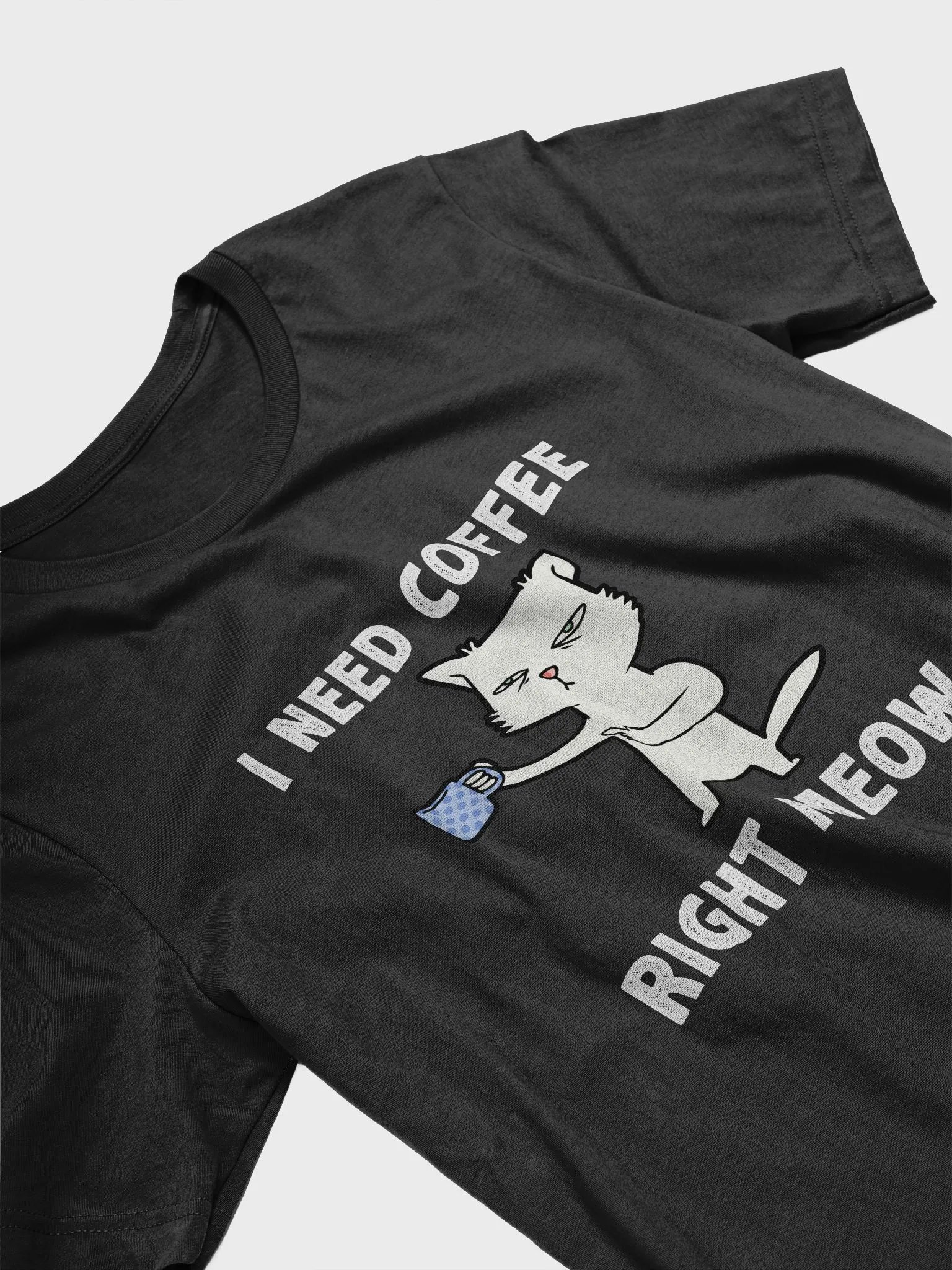 Funny Cat Coffee Lovers I Need Coffee Right Meow T-Shirt product image (3)