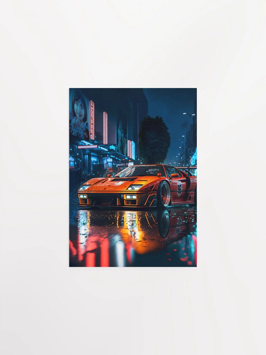 Ferrari, Retrowave classic sports car in Tokyo city [synthwave/vaporwave/cyberpunk] — aesthetic art print product image (6)