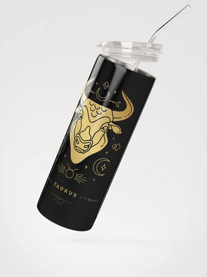 Celestial Elegance: Golden Taurus Steel Tumbler for Zodiac Devotees product image (2)