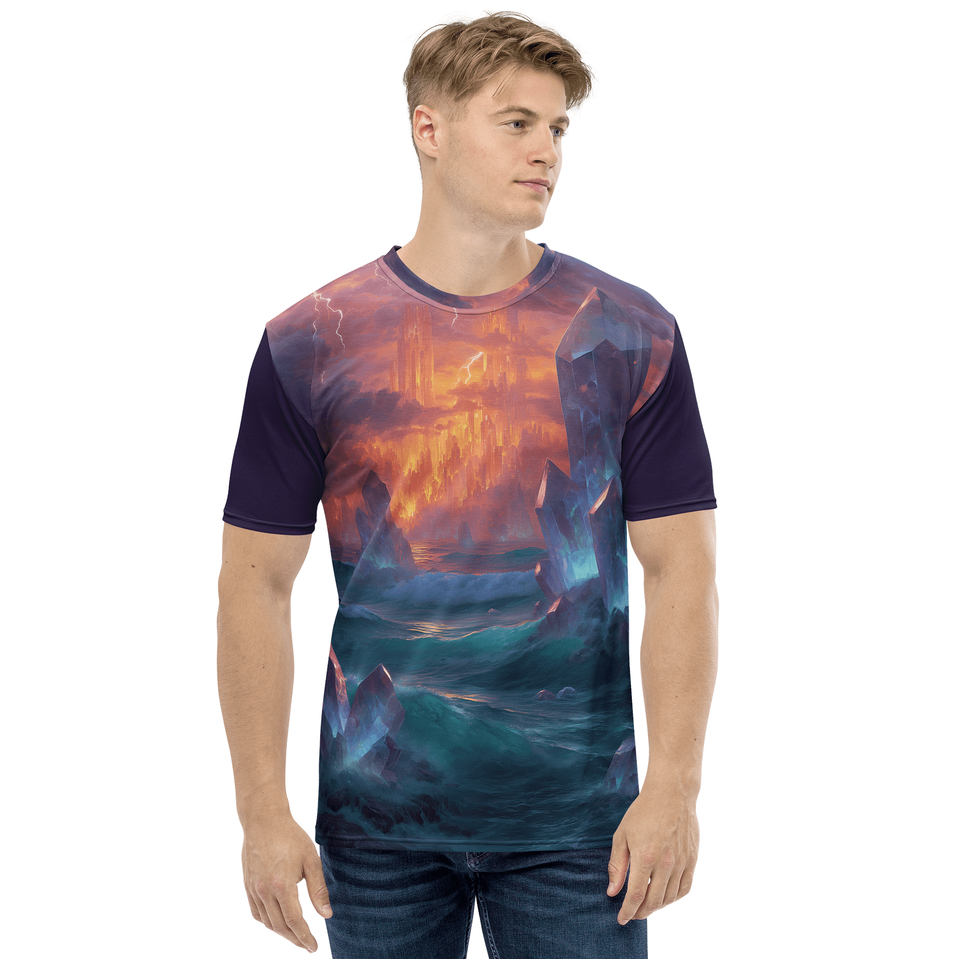Stormlight Realms All-Over Print T-Shirt – Fantasy Crystal Citadel Tee product image (4)