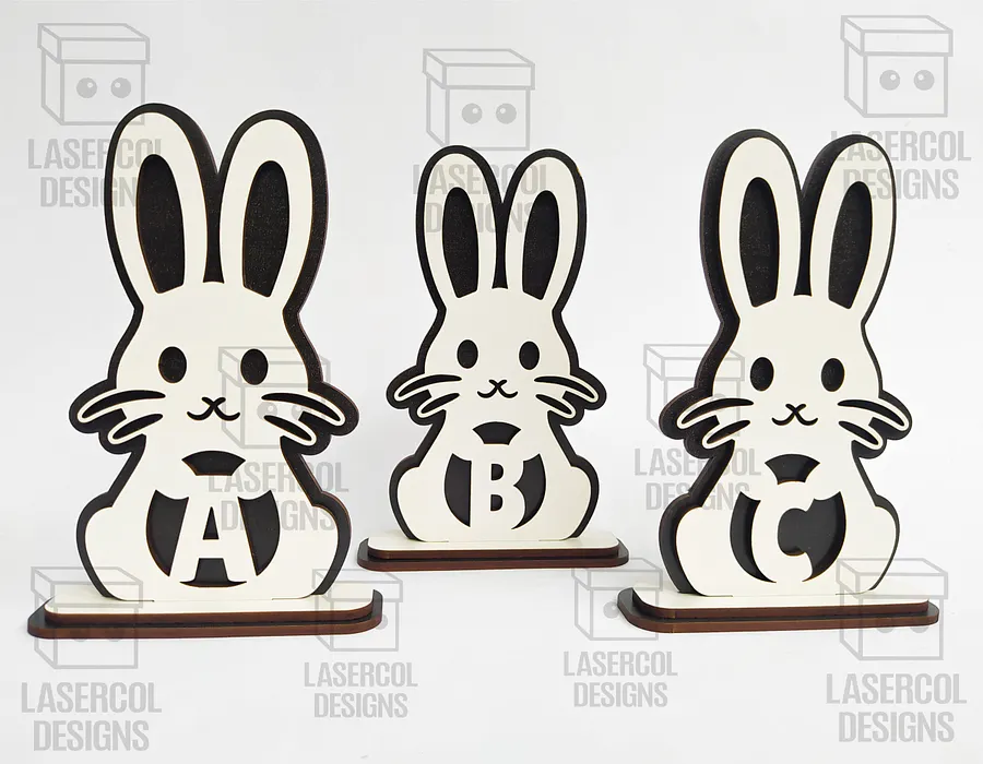 Easter Bunny Monogram Set 2 (3 Sizes) - Laser Cut Files product image (6)